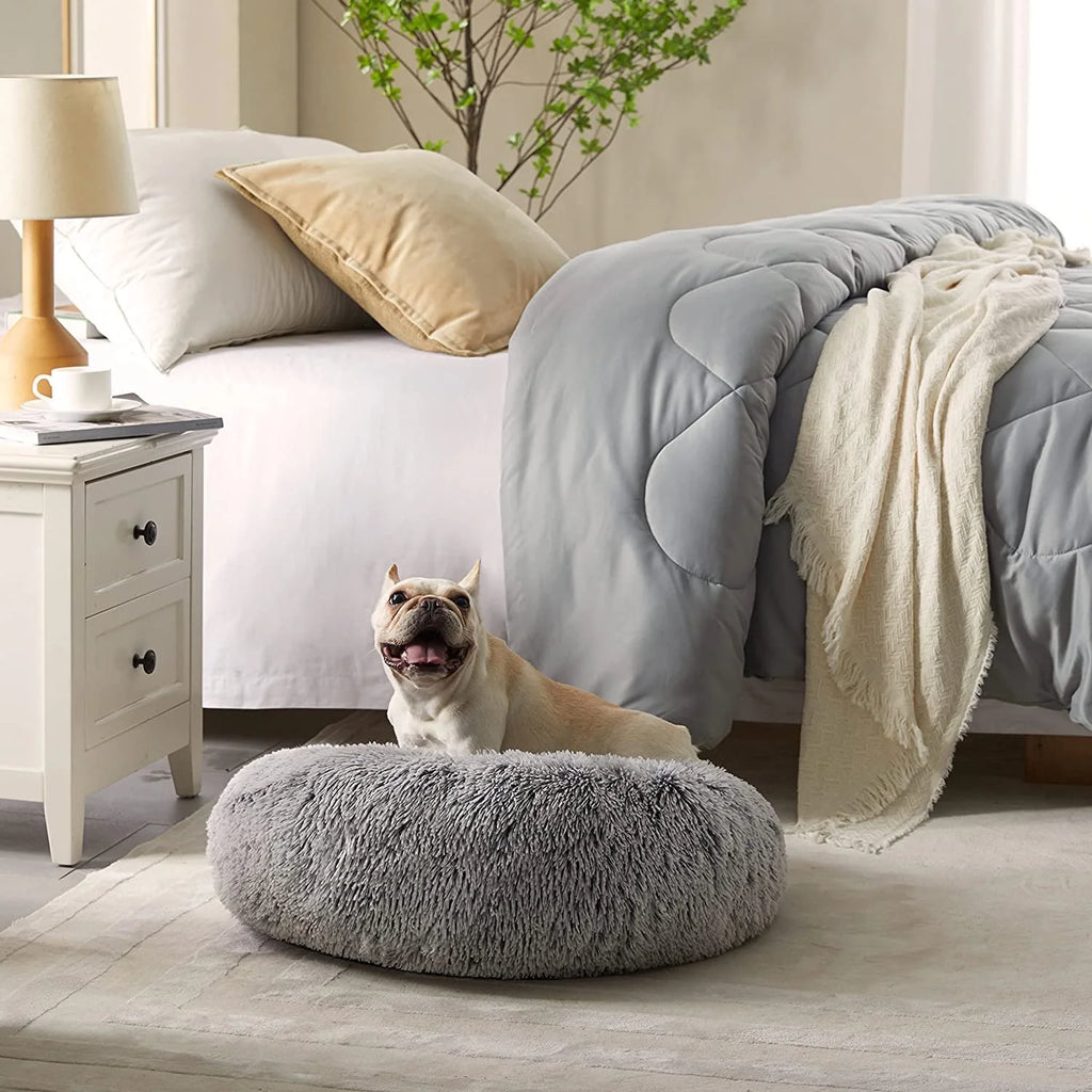 20In Calming Donut Dog Bed Anti-Anxiety, Self Warming, Cozy Soft Plush round Fluffy Pet Bed Indoor, Ideal for Both Home & Travel, Size 20”X20”X8”