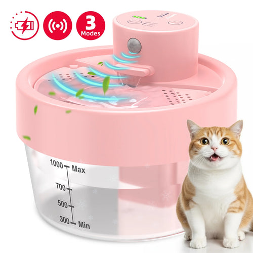 Cat Water Fountain,Rechargeable Automatic Pet Fountain, Sensitive Sensor Cat & Dog Water Dispenser,Pink