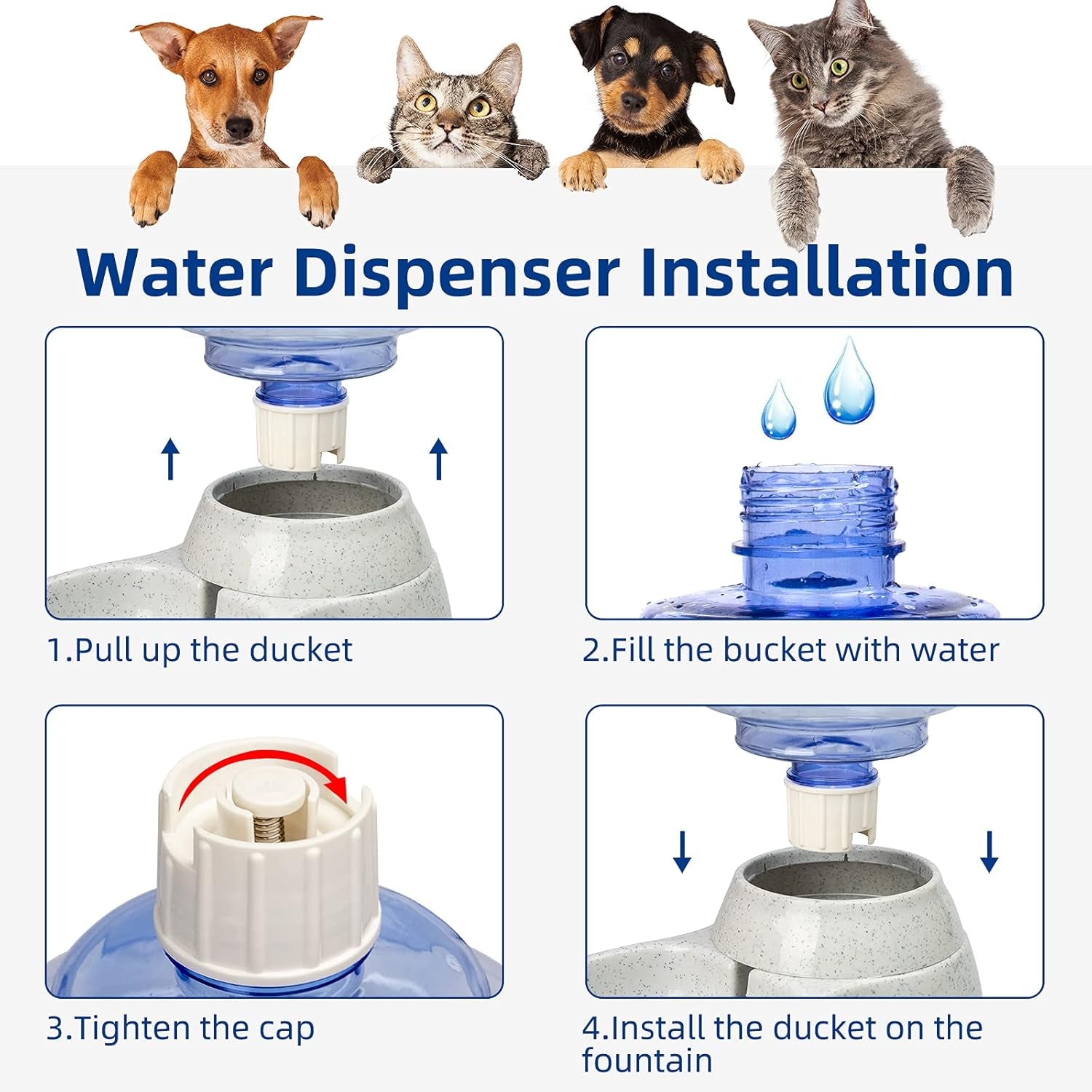Dogs Water Dispenser Water Bowl for Dogs Automatic Cat Feeder Self Dispensing Pet Waterer Automatic Gravity Dog Cat Waterer Travel Supply Feeder and Water Dispense (3.8L, Gray Set-1)