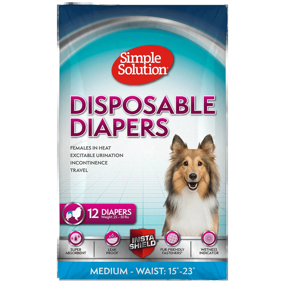 Disposable Female Dog Diapers, Medium, 12 Count