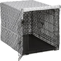 Dog Crate Cover with Teflon Fabric Protector, Poly-Cotton Privacy Kennel Cover Fits Most 36-Inch Crates, Gray Designer Print, Washable, Reduces Barking