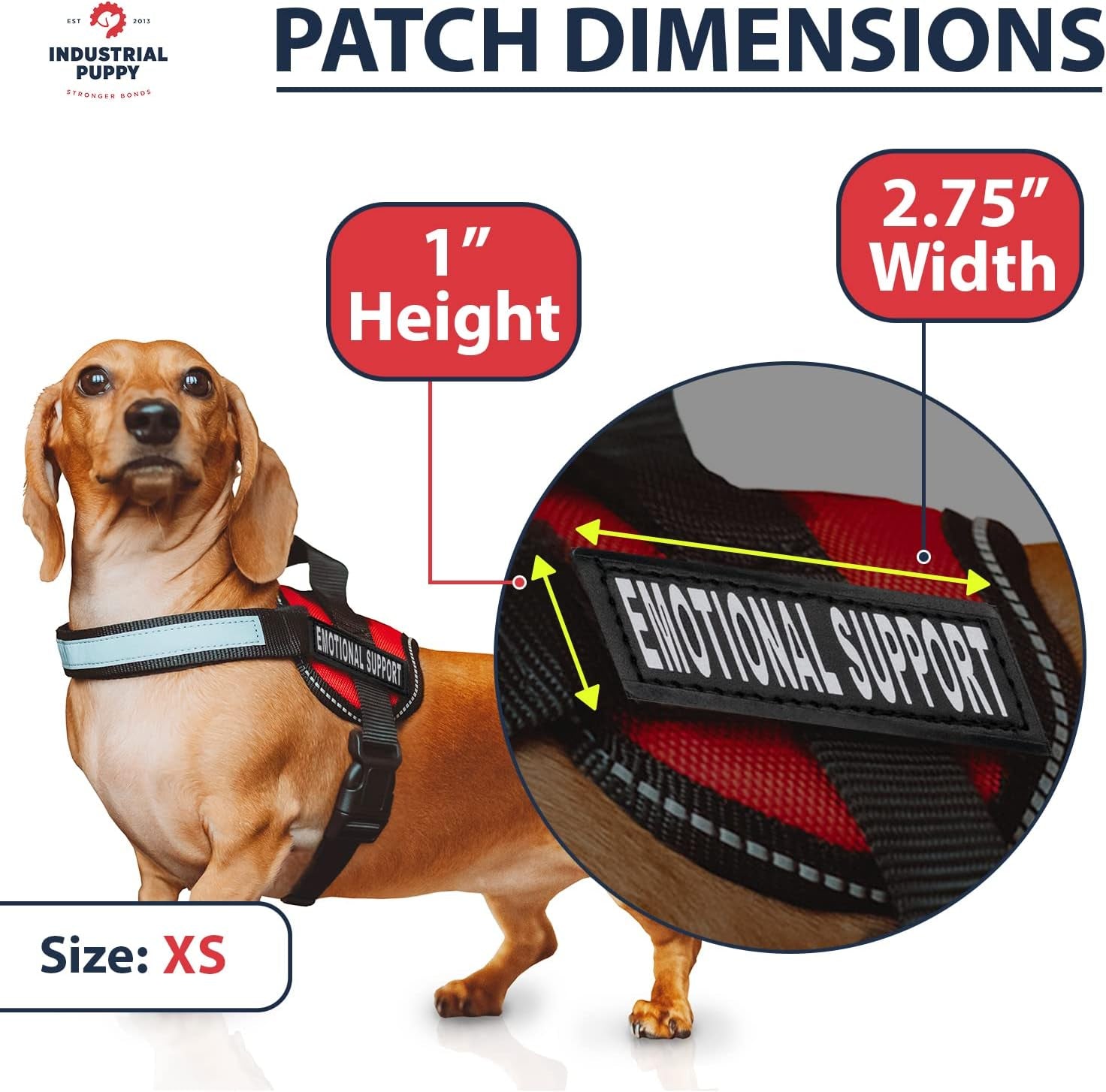 Emotional Support Dog Patch Tag with Hook Back - Reflective Lettering on ESA Patch for Vest, Harness, or Collar - Set of Two Emotional Support Dog Patches for ESA Vest