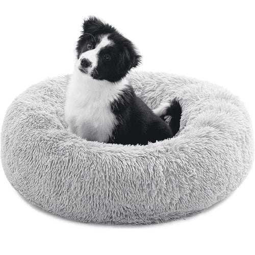 20In Calming Donut Dog Bed Anti-Anxiety, Self Warming, Cozy Soft Plush round Fluffy Pet Bed Indoor, Ideal for Both Home & Travel, Size 20”X20”X8”