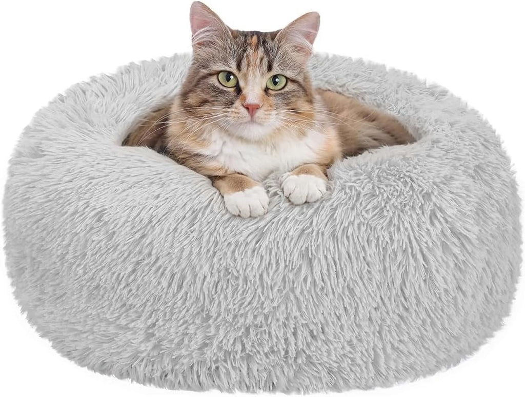 20In Calming Donut Dog Bed Anti-Anxiety, Self Warming, Cozy Soft Plush round Fluffy Pet Bed Indoor, Ideal for Both Home & Travel, Size 20”X20”X8”