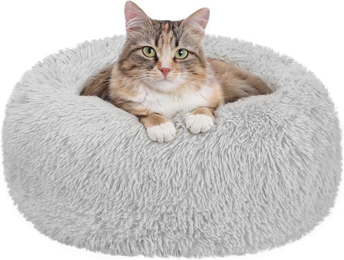 20In Calming Donut Dog Bed Anti-Anxiety, Self Warming, Cozy Soft Plush round Fluffy Pet Bed Indoor, Ideal for Both Home & Travel, Size 20”X20”X8”