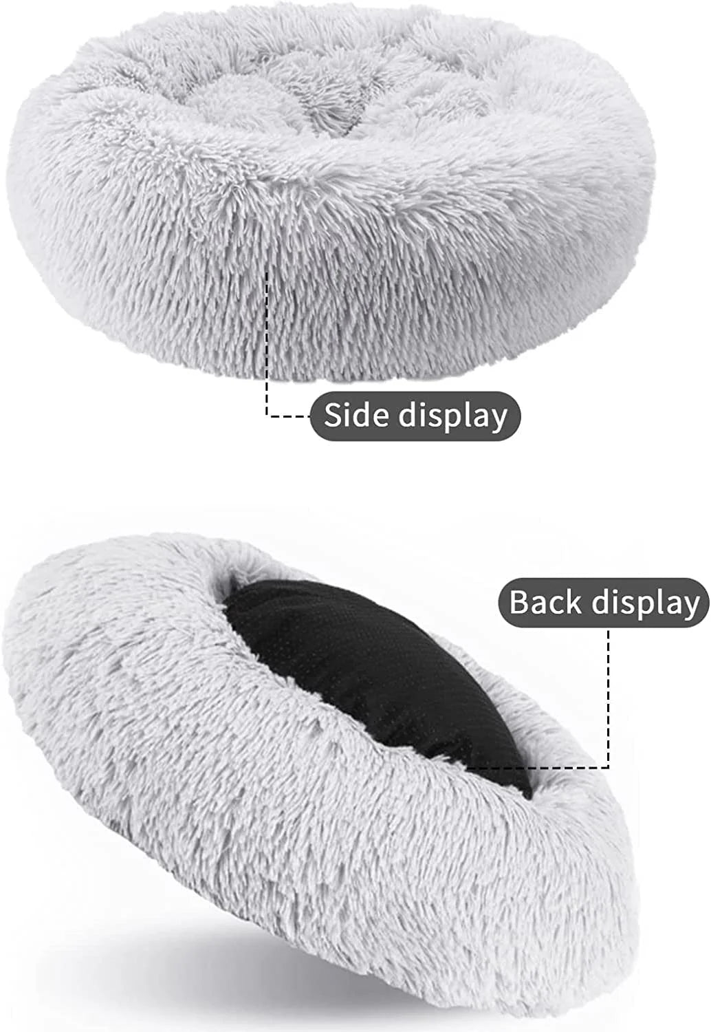 20In Calming Donut Dog Bed Anti-Anxiety, Self Warming, Cozy Soft Plush round Fluffy Pet Bed Indoor, Ideal for Both Home & Travel, Size 20”X20”X8”
