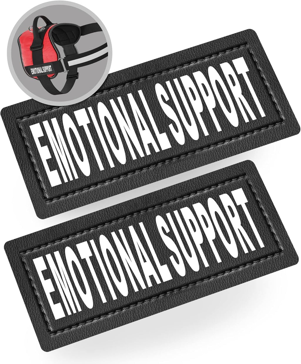 Emotional Support Dog Patch Tag with Hook Back - Reflective Lettering on ESA Patch for Vest, Harness, or Collar - Set of Two Emotional Support Dog Patches for ESA Vest