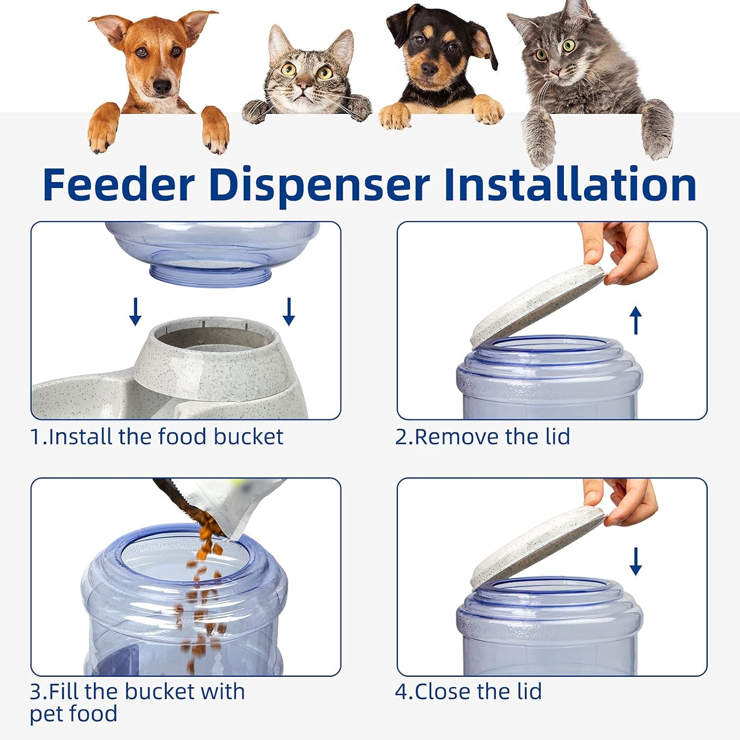 Dogs Water Dispenser Water Bowl for Dogs Automatic Cat Feeder Self Dispensing Pet Waterer Automatic Gravity Dog Cat Waterer Travel Supply Feeder and Water Dispense (3.8L, Gray Set-1)