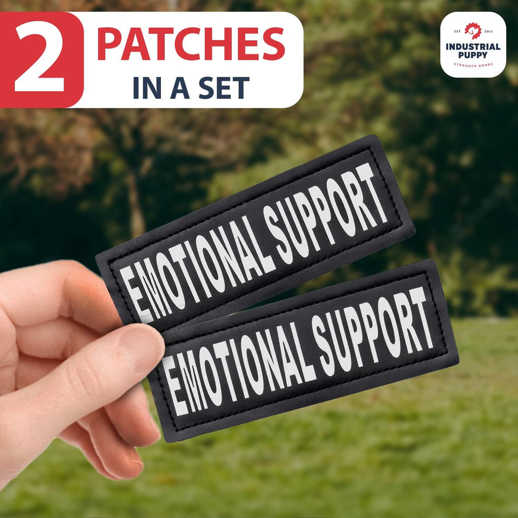 Emotional Support Dog Patch Tag with Hook Back - Reflective Lettering on ESA Patch for Vest, Harness, or Collar - Set of Two Emotional Support Dog Patches for ESA Vest