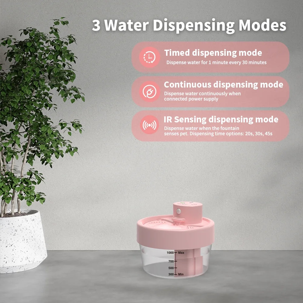 Cat Water Fountain,Rechargeable Automatic Pet Fountain, Sensitive Sensor Cat & Dog Water Dispenser,Pink