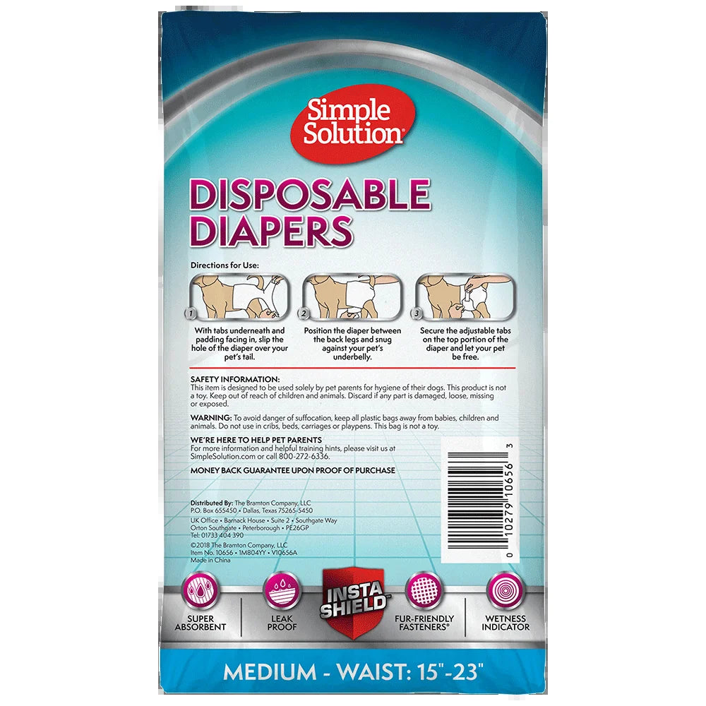 Disposable Female Dog Diapers, Medium, 12 Count