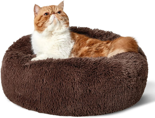 Calming Donut Dog Bed Anti-Anxiety, Self Warming, Cozy Soft Plush round Pet Bed, Ideal for Both Home & Travel, 20"L X 20"W X 8"H