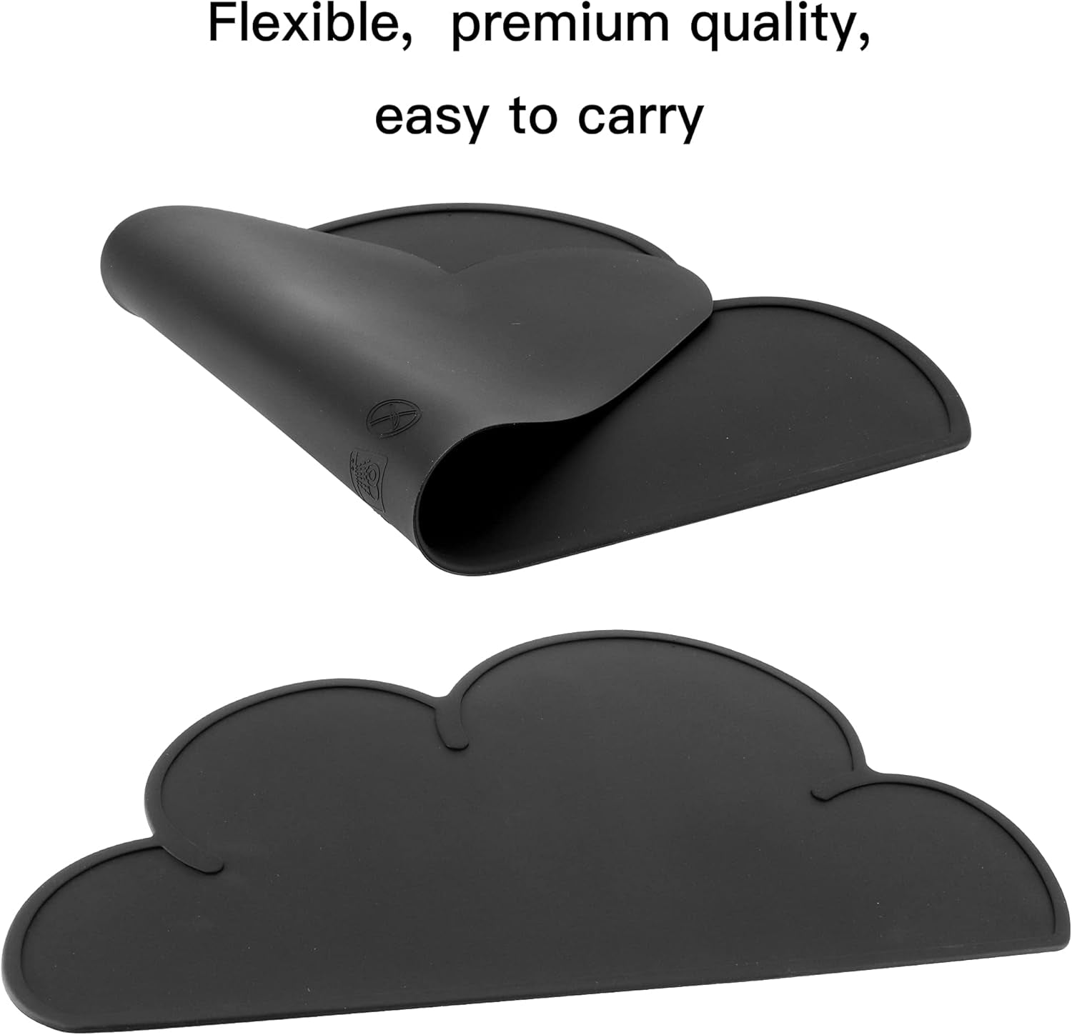 Pet Food Mats–Dog Cat Feeding Mat Top Grade Cloud Silicone Pad Anti-Slip Waterproof Anti-Slip Bowl Placemat (Black)